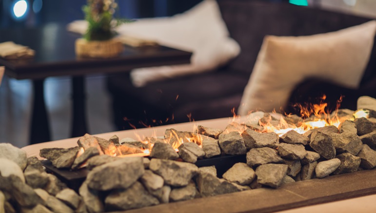 Electric Fireplace On The Patio