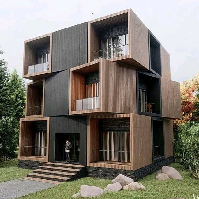 Geometric Shipping Container Office Building