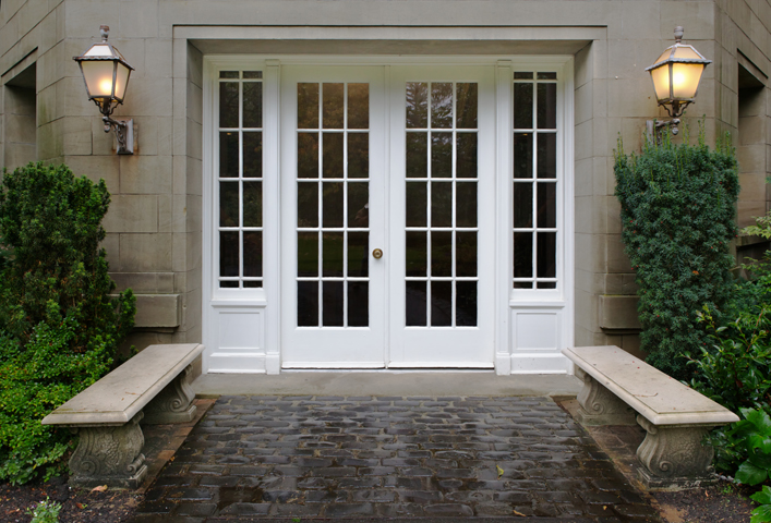 Whitewood And Glass Double Door