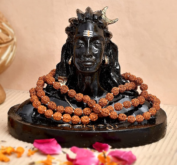 STLYZ Resin Adiyogi Statue with Rudraksha Mala