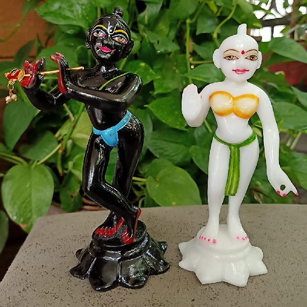 NIRAJ ART Marble Iskon Radha Krishna Idol