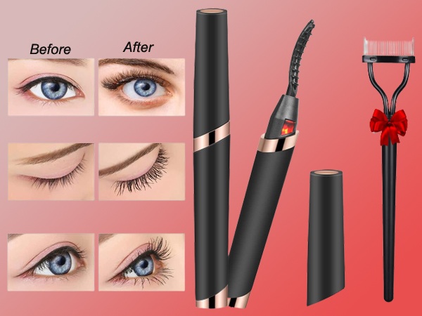 Heated Electric Rechargeable Eyelash Curler with a Comb